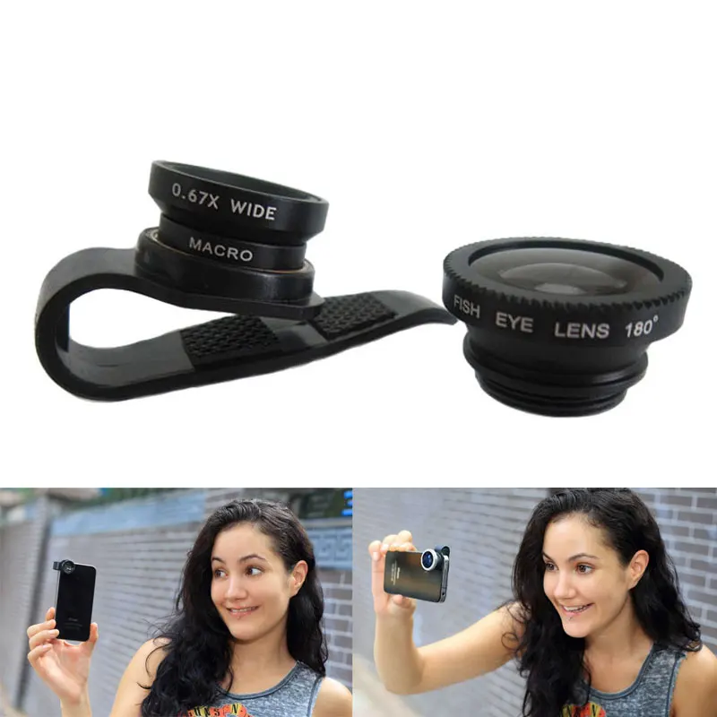 Buy Universal 3 In 1 Clip on fish eye Camera lens