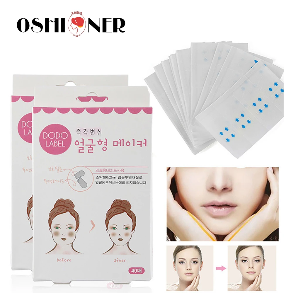 

40 PCS Face Lifting Mask Invisible Face Lifting Patch Slim Thin Facial Sticker Tape V Facial Strap Stickers Slimming Lift Tape