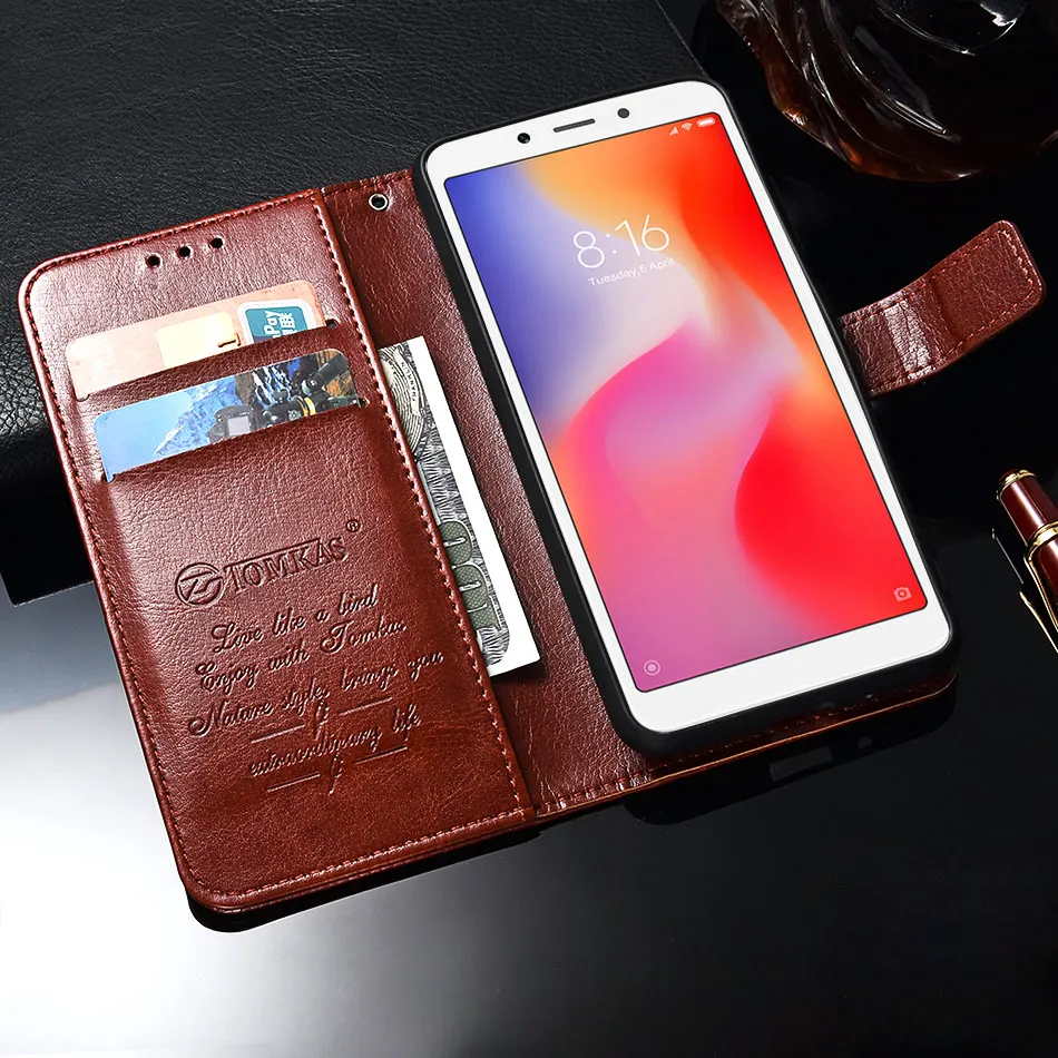 TOMKAS Flip Case for Xiaomi Redmi 6A 6 360 Protective Wallet Cover Luxury Leather + Silicon Case for Xiaomi Redmi 6 6A (13)