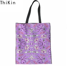 THIKIN/милые женские тканевые сумки для покупок с мультипликационным принтом, модные женские дорожные многоразовая эко-сумки, удобная Хлопковая Сумка