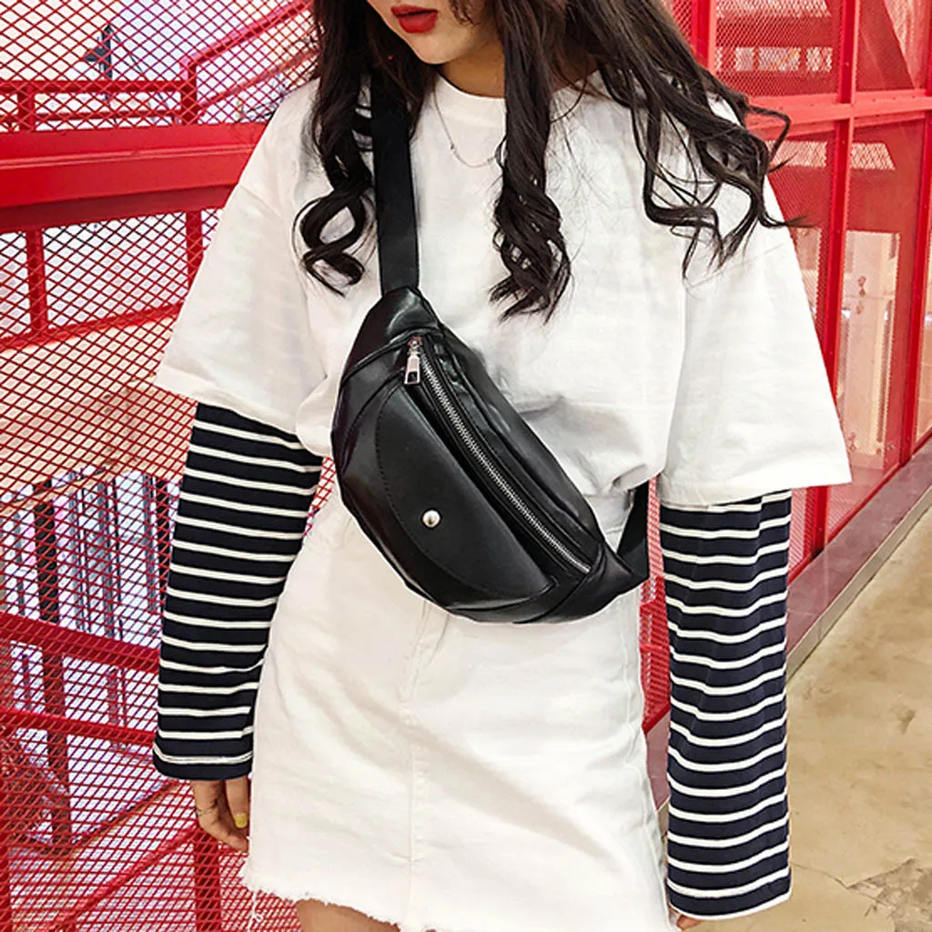 

Fanny Pack Harajuku Style Waist Bag Women Belt Bag Chest Packs Hip-Hop Hip Bum Bag Travel PU leather Small Phone Key Pouch#5$