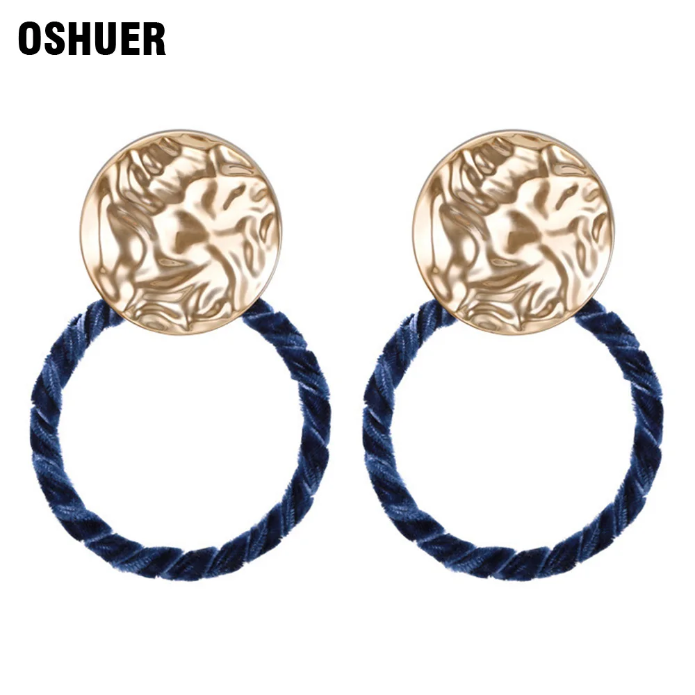 

OSHUER New handmade Geometric Round blue Dangle earrings Statement Jewelry drop Earrings for women