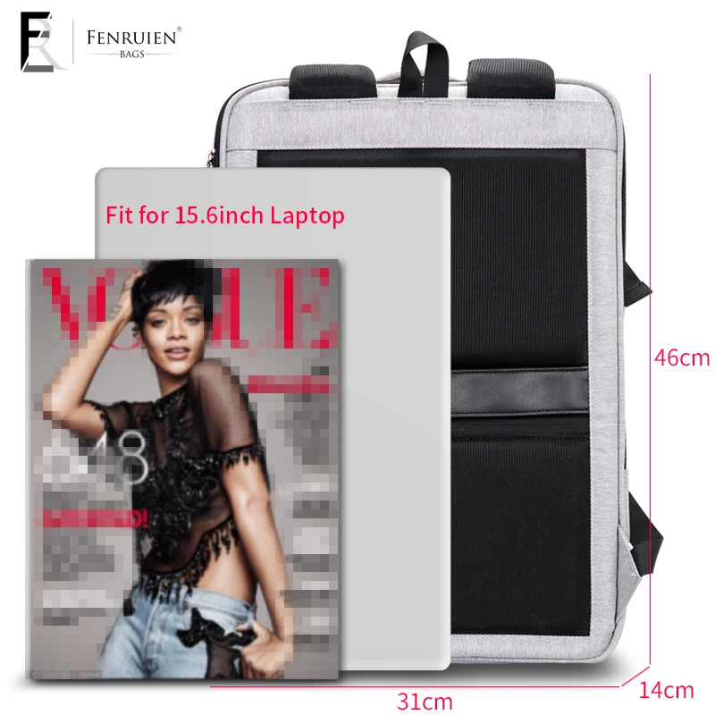 FENRUIEN nuevo 17 pulgadas portátil Mochila hombres Mochila impermeable de carga USB bolsa grande de 15 \
