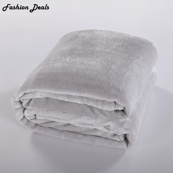 

Soft Touch Blanket Silver Gray Solid Microfiber Fleece Blankets Throw on The Bed/sofa/travel King Size 200x230cm Free Shipping