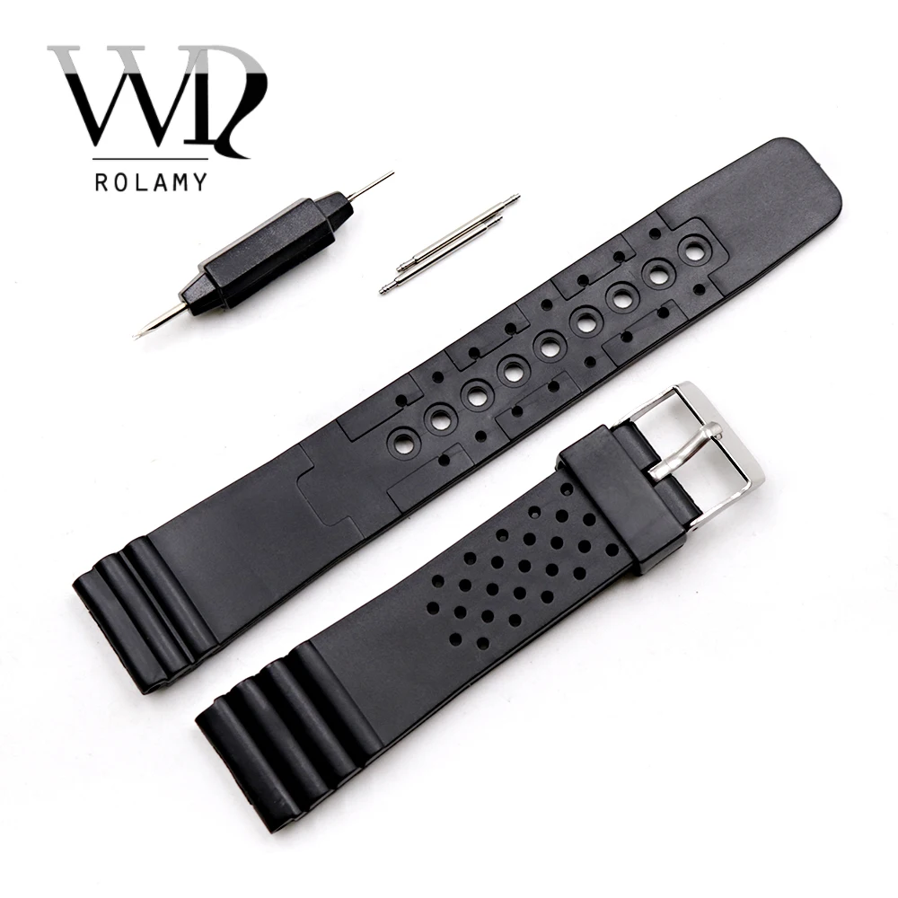 

Rolamy 20mm Watch Band Strap Wrist Belt For Rolex Omega Panerai Tag Watch Replacement Silicone Rubber Straight End Watchband