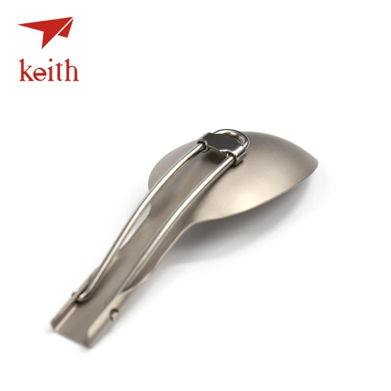 Mango alargado de titanio de 185mm cuchara plegable portátil para acampar al aire libre de viaje cubiertos de Picnic senderismo vajilla solo 22g