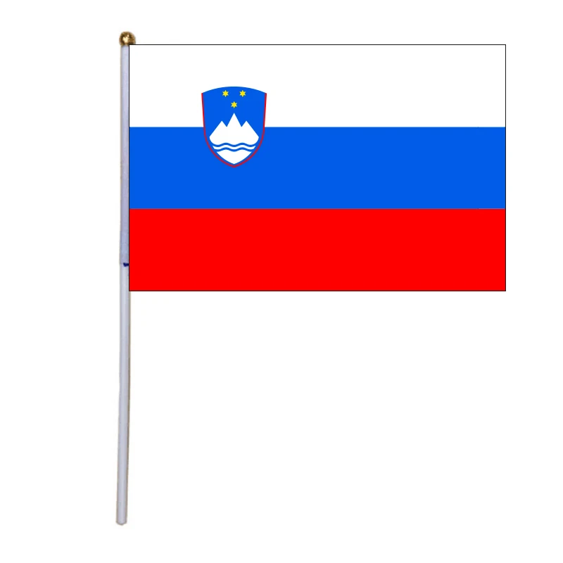 

free shipping xvggdg 100pcs 14 * 21cm Slovenia hand flag Slovenia Hand Waving National Flag