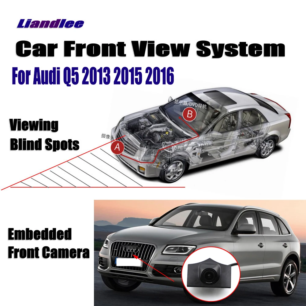 

Liandlee Car Front View Camera For Audi Q5 2013 2015 2016 Logo Embedded Camera / Cigarette Lighter / 4.3" LCD Monitor Display