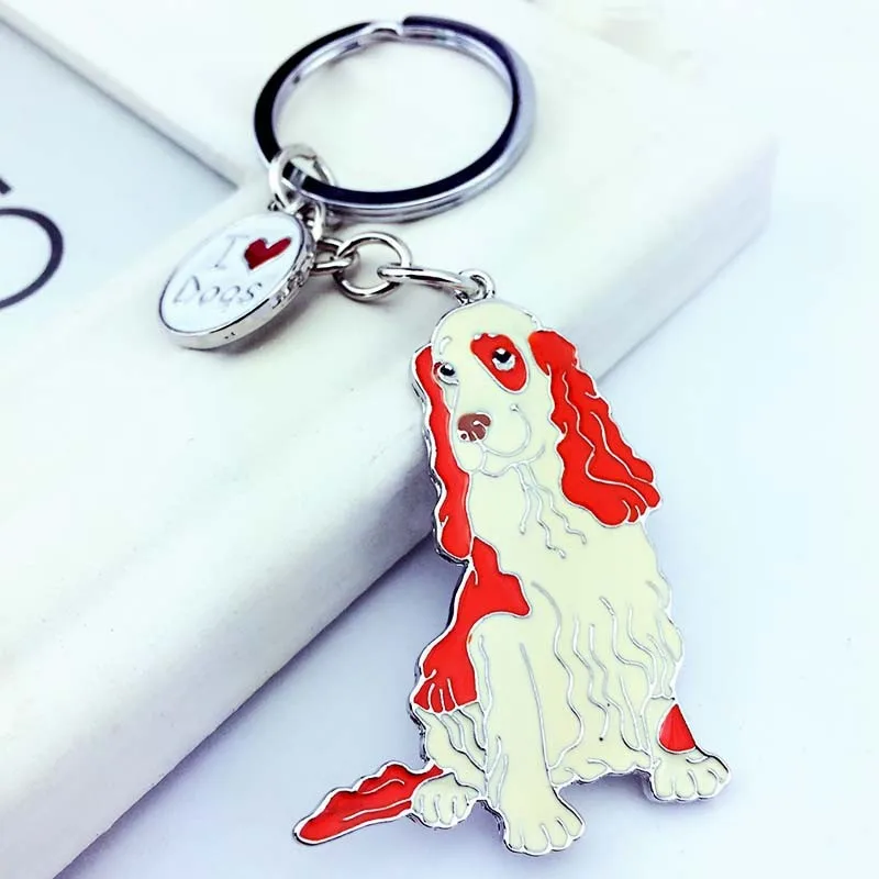 Кокер-спаниель брелок собака DIY металлические двери Ключи логотип с фабрики брелок для сумки животных Key Holder милый питомец брелоки