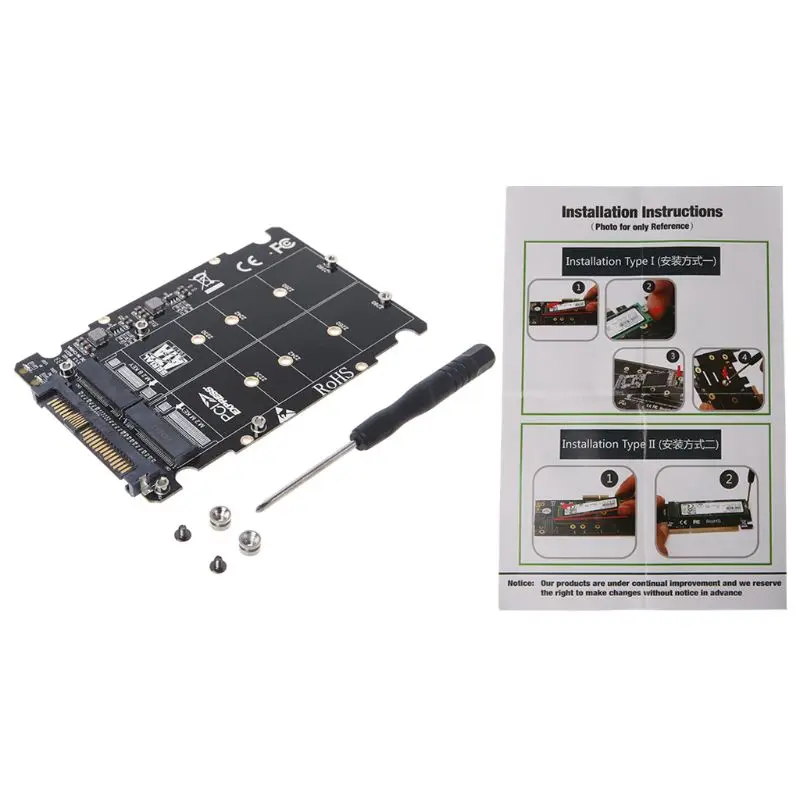 

2 in 1 M.2 NVMe SATA-Bus NGFF SSD to PCI-e U.2 SFF-8639 Adapter PCIe M2 Converter Desktop Computer