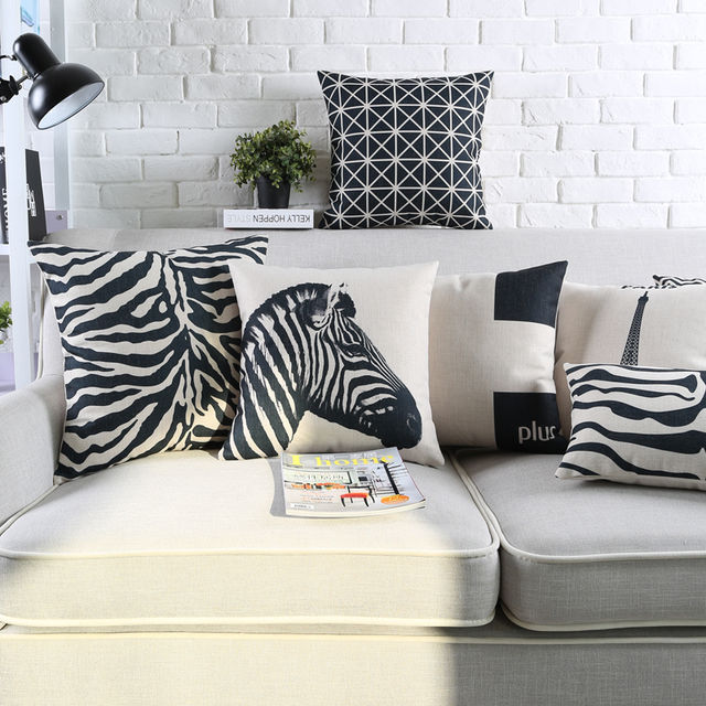 Black and White Zebra Throw Pillow Cases Bedding Sets Collection