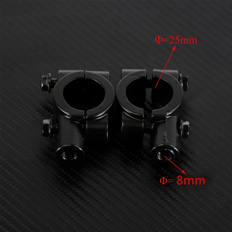 1Pair 25MM Universal M8 M10 Motorcycle Handlebar Bracket Clamp Rear View Mirror Mount Adapter