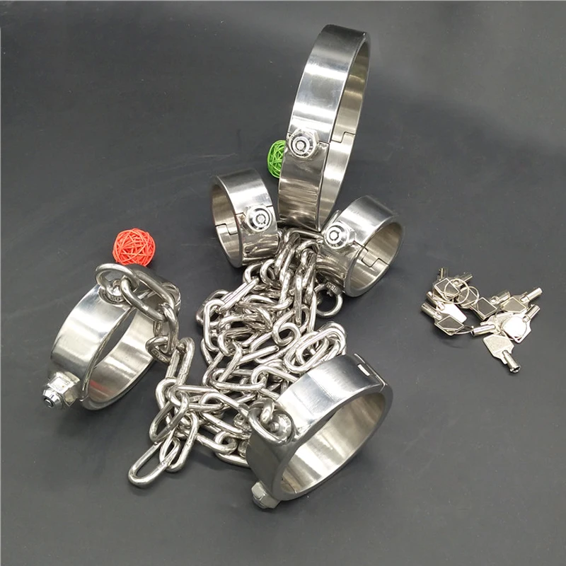Top stainless steel neck collar handcuffs for sex leg irons with new lock bondage restraints collar bdsm fetish wear sex toys Top stainless steel neck collar handcuffs for sex leg irons with new lock bondage restraints collar bdsm fetish wear sex toys