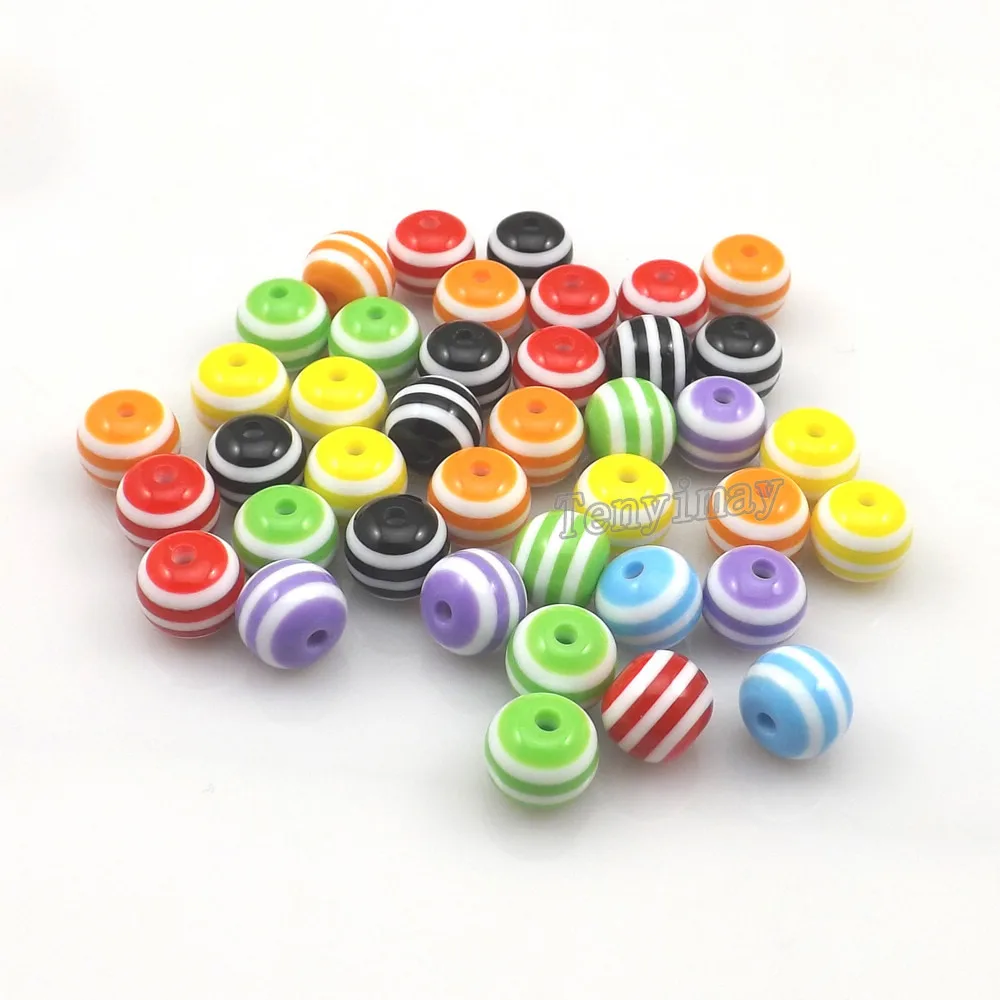 Fashion Acrylic Jewelry Findings 8mm Stripe Beads Acrylic Round Beads