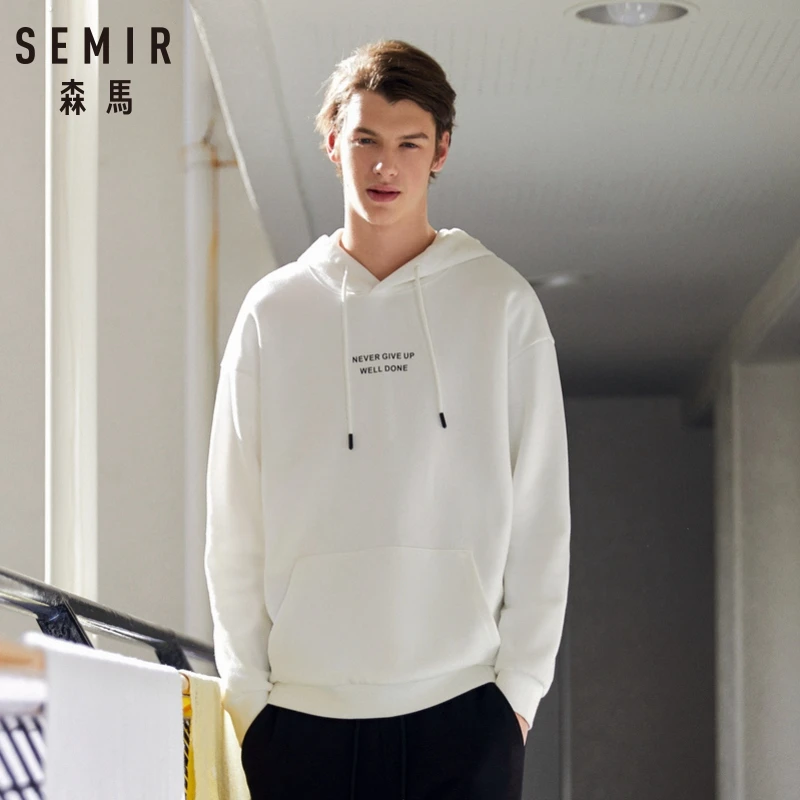 SEMIR мужская толстовка с капюшоном с принтом, Мужской пуловер с капюшоном, толстовка с карманом-кенгуру, толстовка с капюшоном на подкладке, модная Толстовка