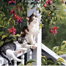 21087 кошек в синем саду-краска комплекты номеров для взрослых DIY