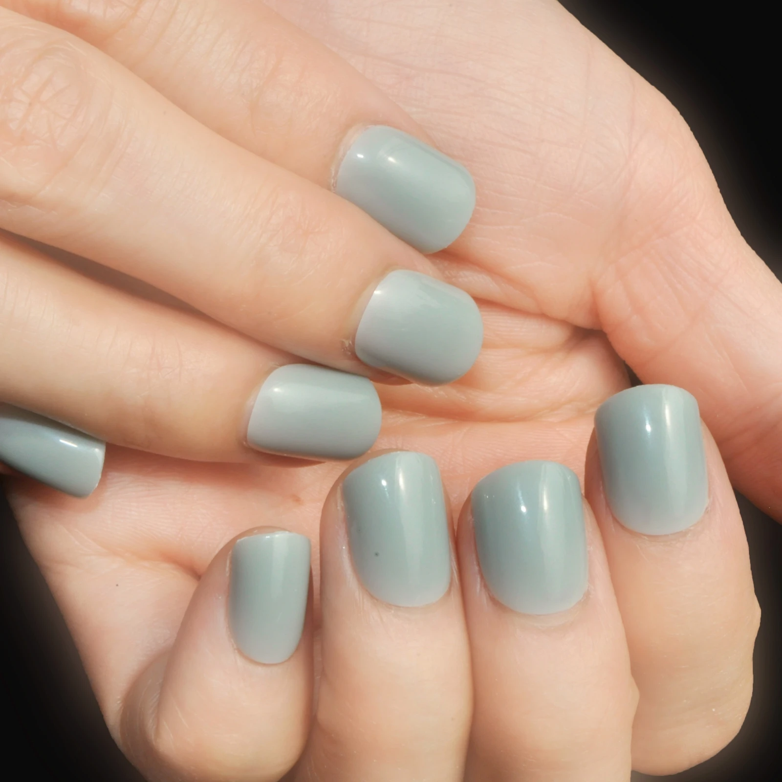 Fashion Candy Color Flat Fake Nail Grey Green Lady Artificial Nail Tips