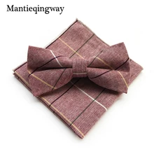 Mantieqingway плед галстук набор для Для мужчин хлопок Лук галстук шуры установить Для мужчин S Повседневное платок для костюм Бизнес Для мужчин S полосатый Bowties