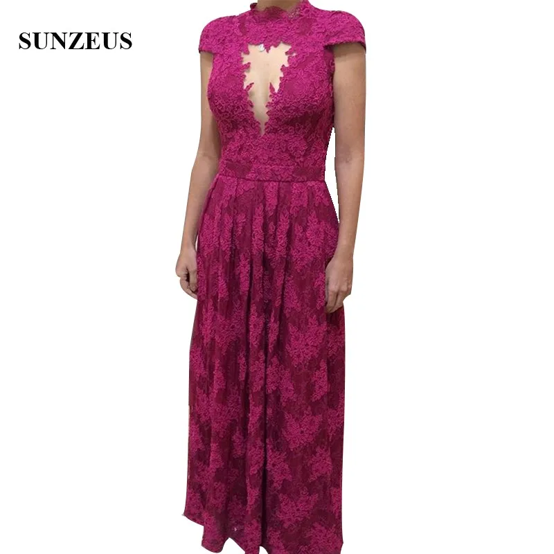 Geappliceerd Kant Moeder Van De Bruid Gown Hoge Hals Kapmouwtjes Lange Wedding Party Dress Open Back Gast Jurken Keyhole front Geappliceerd Kant Moeder Van De Bruid Gown Hoge Hals Kapmouwtjes Lange Wedding Party Dress Open Back Gast Jurken Keyhole front