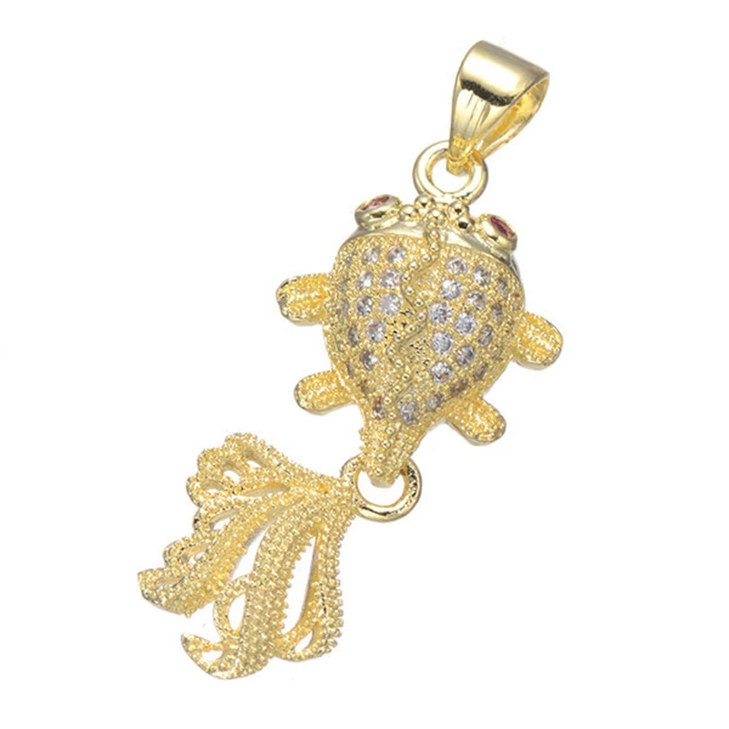 

dijes para bisuteria al por mayor Gold/Silver/Rose Gold Colors Micro Pave CZ Stone Fish Charms Pendant For Jewelry Making