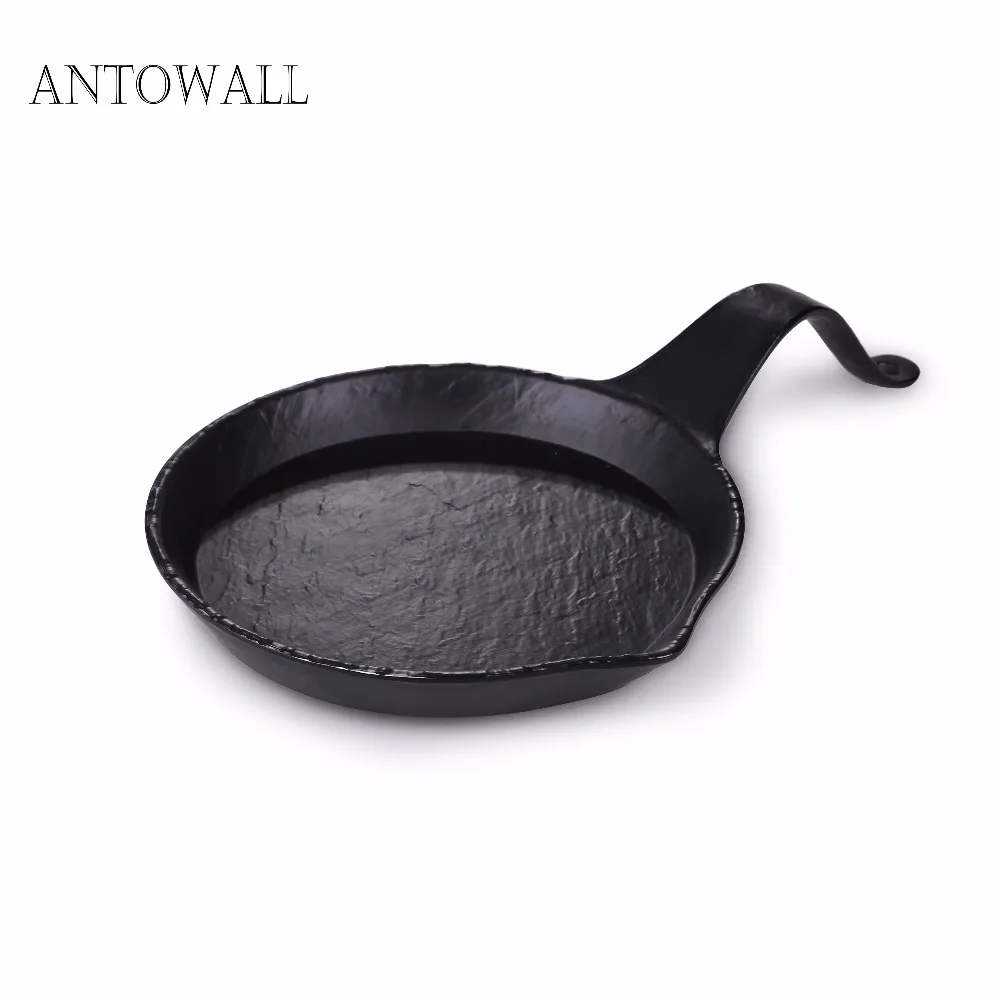 

ANTOWALL melamine tableware Melamine black Japanese and Korean matte pizza plate with handle
