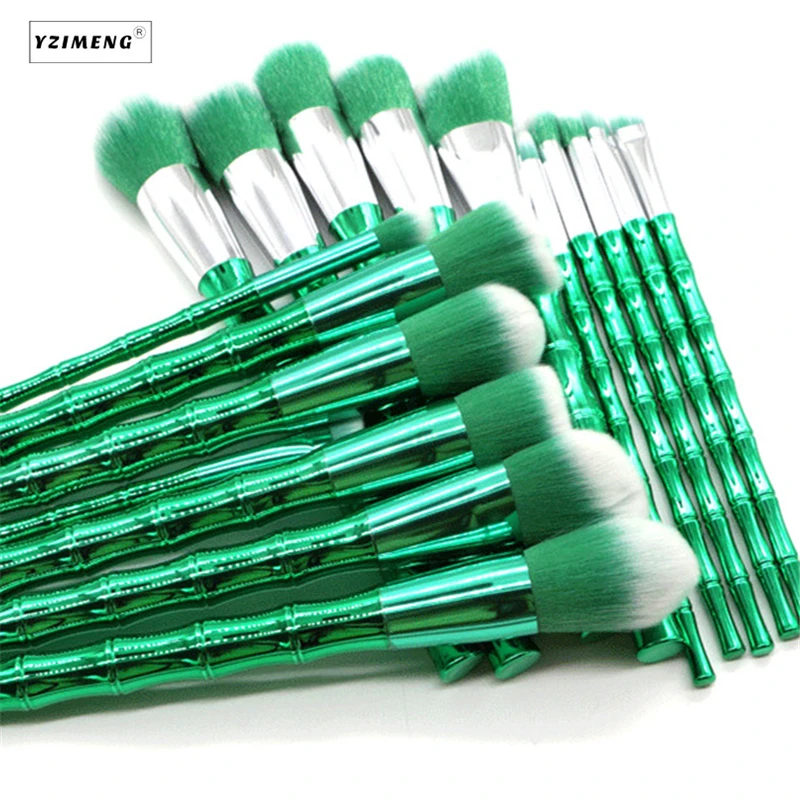 

10Pcs/Set New Bamboo Design Makeup Brushes Set Cosmetics Beauty Brushes Facial Make Up Tools Kit Soft Fiber Powder Brushes Kit