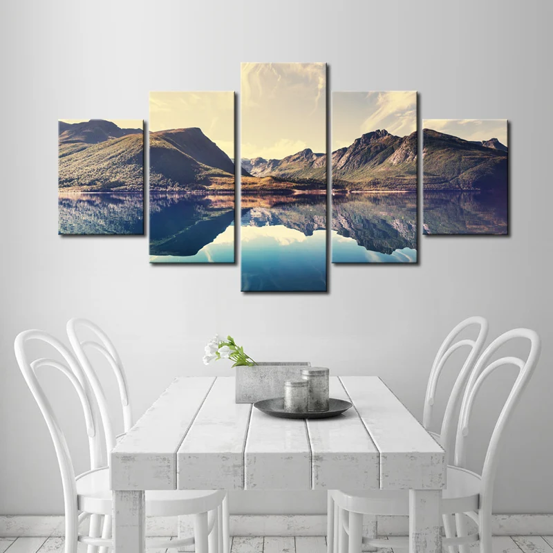 Large Landscape Rocky Mountains with Lake Canvas Print Painting  (6)