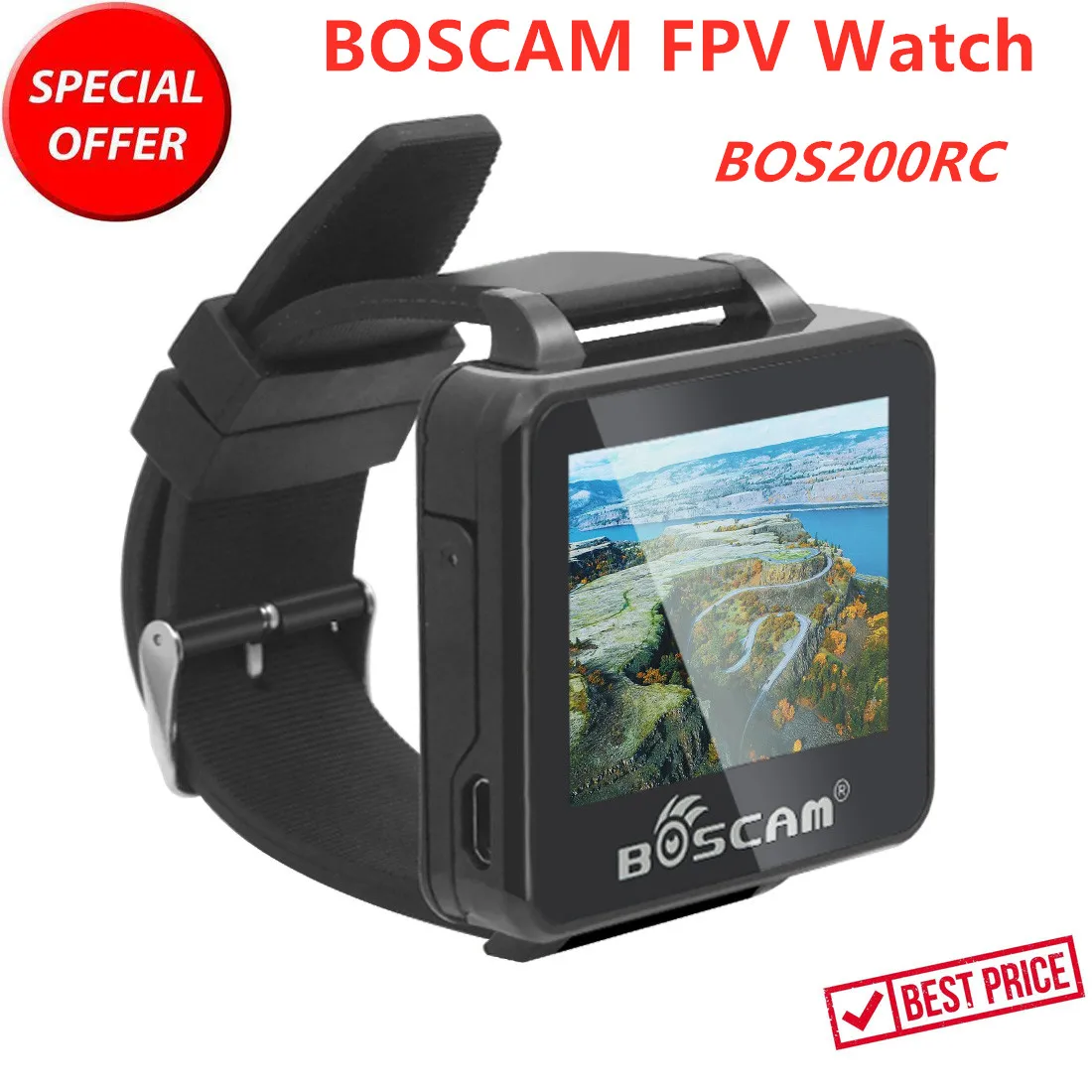 BOSCAM BOS200RC FPV Watch 200RC 5.8GHz 40CH HD 960*240 2 1