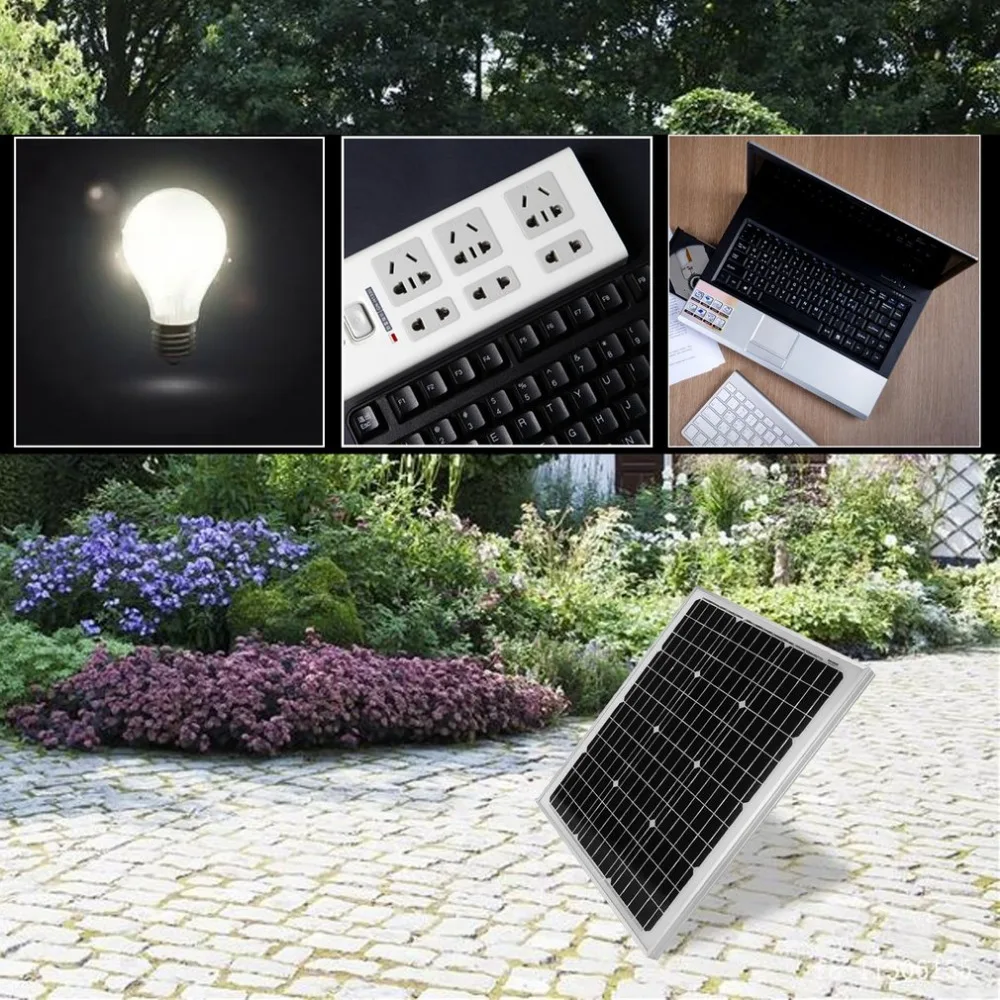 

50W 12V Solar Panel Monocrystalline Resistant Aluminum Frame Solar Panel Module Universal Outdoor Solar Charging Device