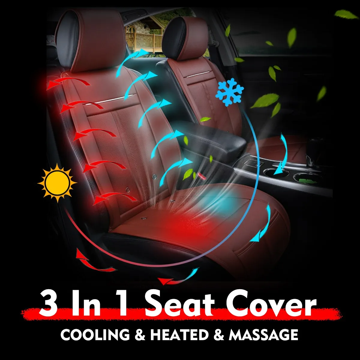 3 In 1 Car Auto Seat Cushion Pads Cooling + Heated + Massage Chair Seat