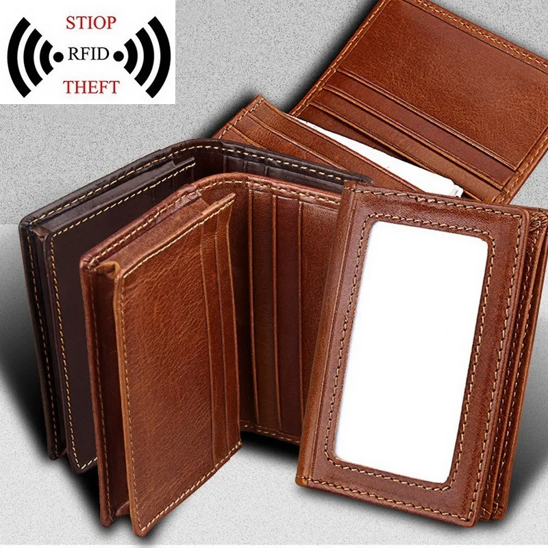 

Real Leather Wallet Men Organizer Wallets Brand Vintage Genuine Leather Cowhide Short Men's Wallet Purse With Coin Pocket
