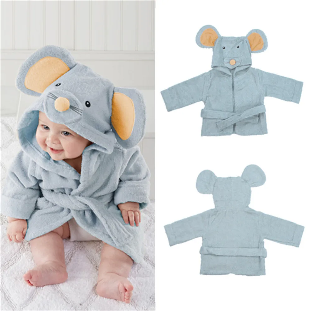 Baby Cartoon Animal Bathrobe Soft Cotton Baby Hooded Bathrobe Bath Towel Bath Terry Bathing Robe