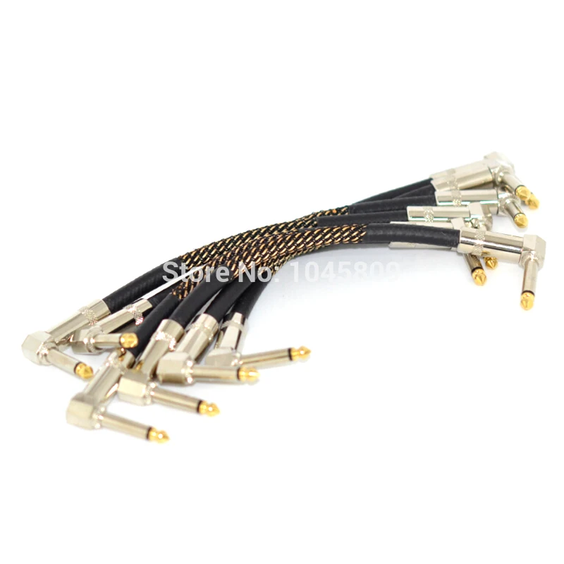 6pack Guitar Patch Pedal Cable 1/4 Inch Right Angle Braided cable For