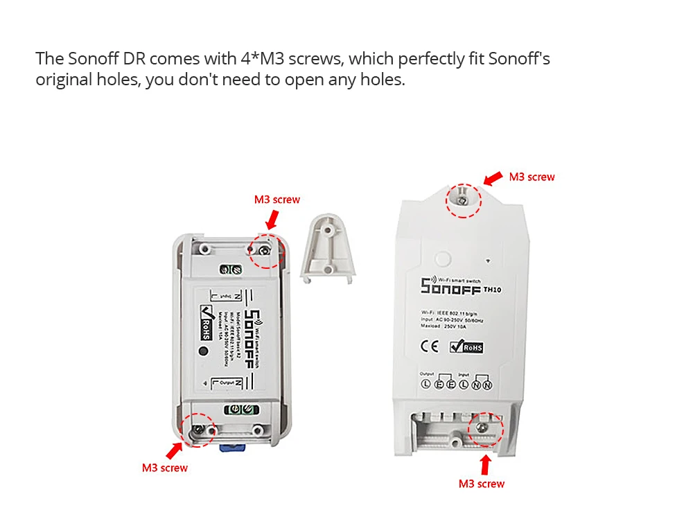 SONOFF для Basic/RF/Pow/TH10/16/Dual Wi-Fi Смарт-переключатель DR DIN лоток рейка Чехол Держатель Монтируется регулируемая крышка коробки для дома Alexa