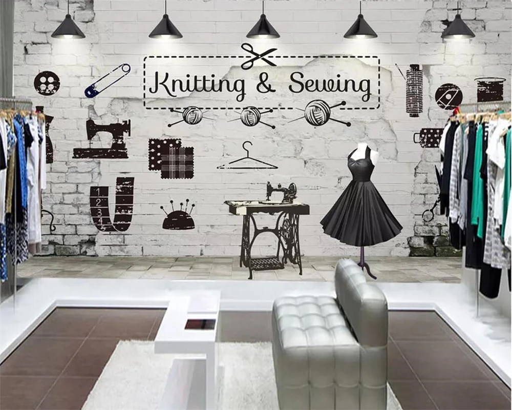 Custom Wallpaper Mural Brick Wall Clothing Store Image Wall