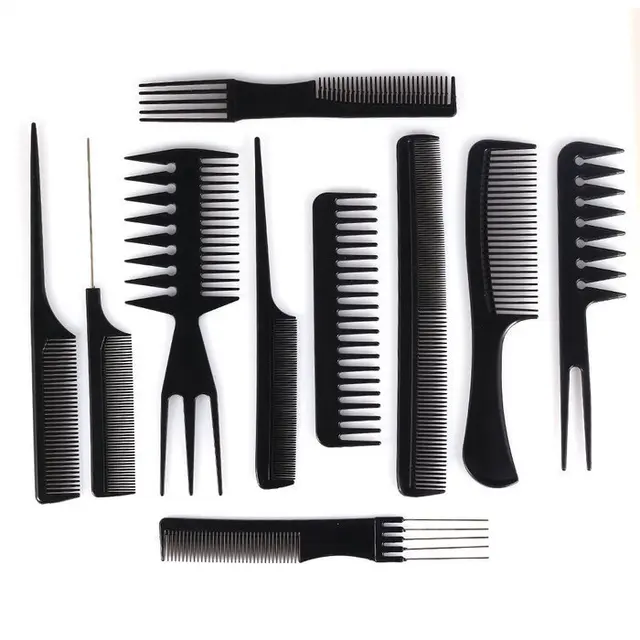 10pcs Professional Salon Hair Styling Tools Hairdresser Barber 10pcs Professional Salon Hair Styling Tools Hairdresser Barber Combs Set Plastic Barbers Brush Anti Static