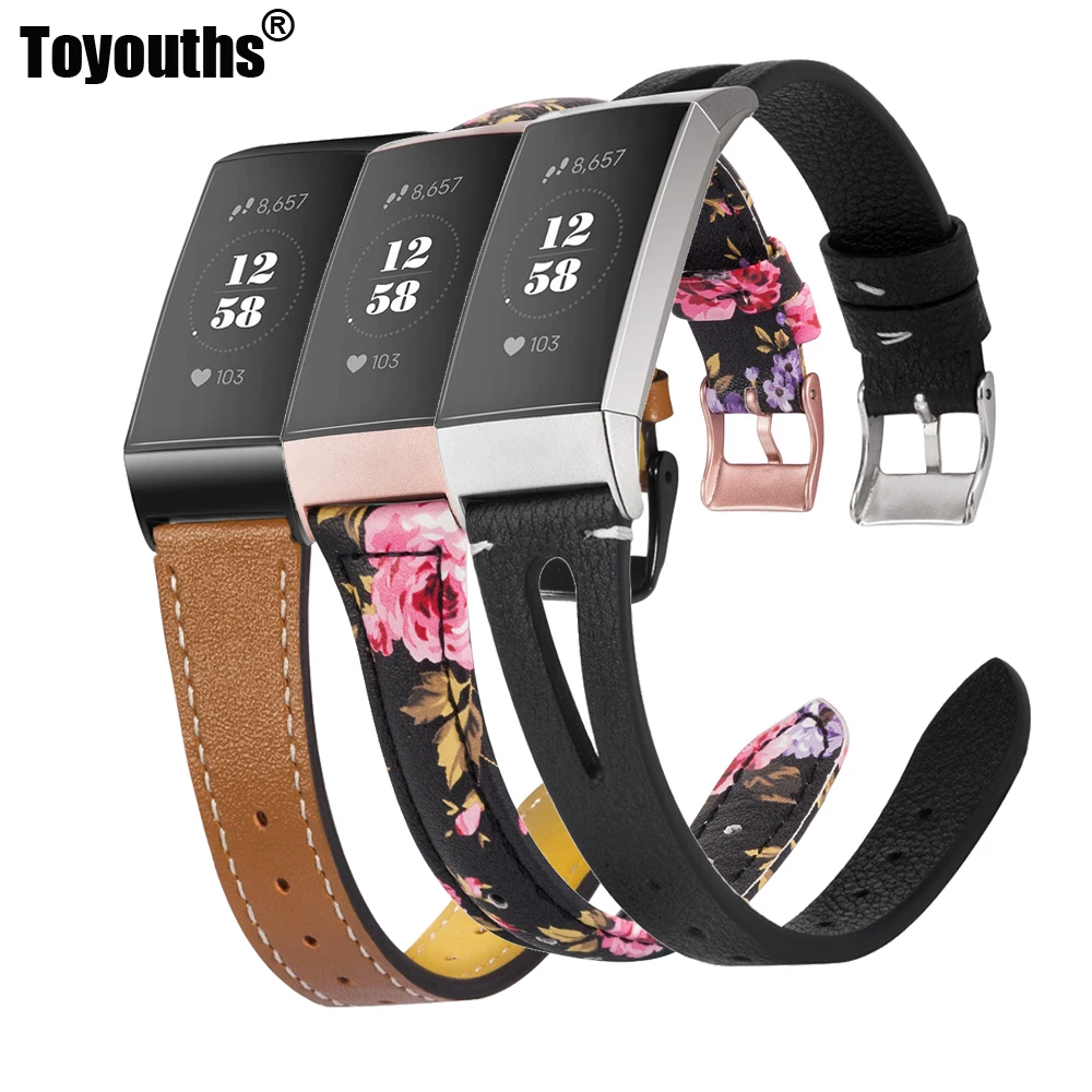 Ремешок для смарт часов Toyouths Fitbit Charge 3 Женский тонкий кожаный сменный Браслет 2019