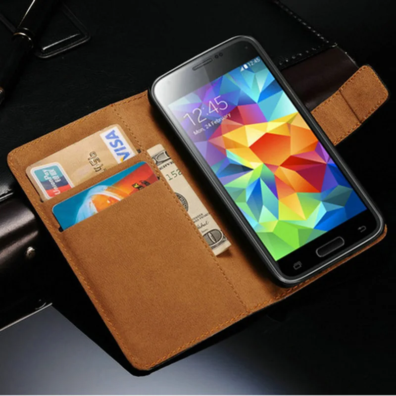  New 2015 Vintage Genuine Leather Case For Samsung Galaxy S5 Mini G800 Wallet Style Phone Bag With Stand Card Holders 
