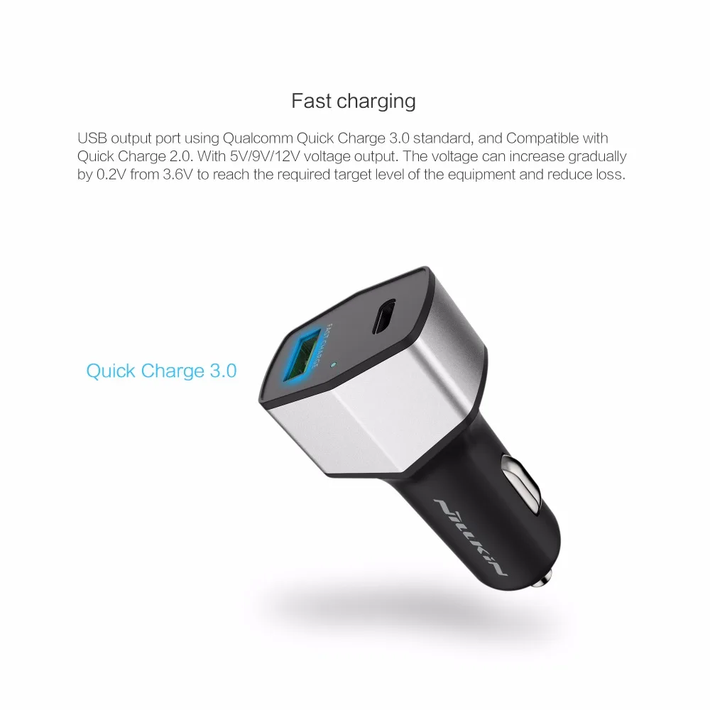 Nillkin 2 المنافذ المزدوجة usb شاحن محول شاحن سيارة مايكرو نوع-c سيارة شاحن ل xiaomi ، nxues 6 وعاء ، بكسل/بكسل xl لسامسونج