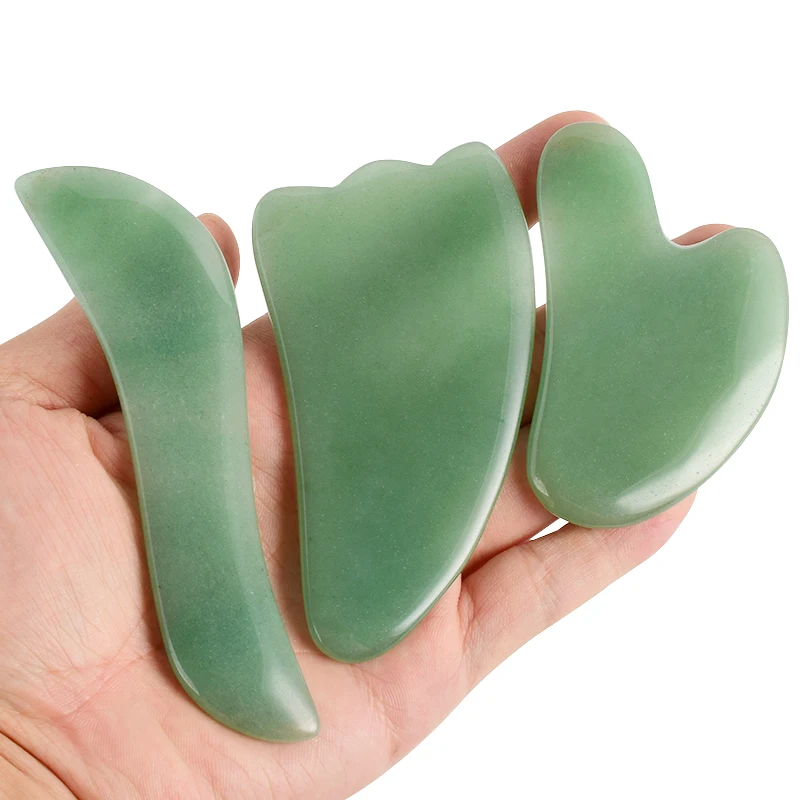 Натуральный массажер для лица Gua Sha массажный инструмент массажа с зеленым