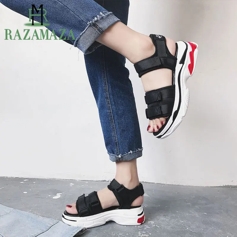 

RAZAMAZA New Women Summer Sandals Platform Casual Woman Shoes New Design Outdoor Fashion Mujer Woman Footwear Size 35-40