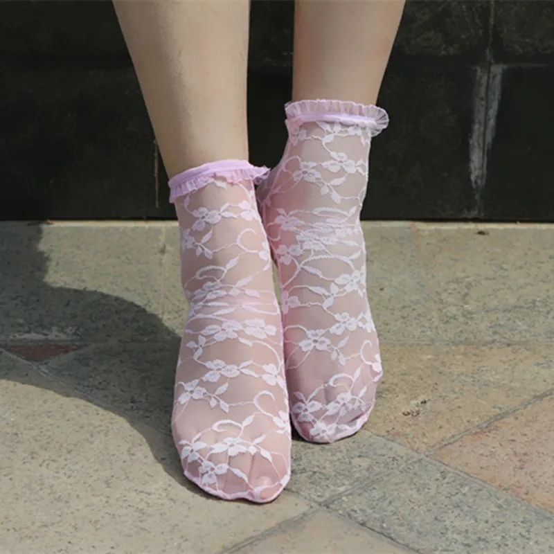 Сексуальные кружевные короткие носки в стиле ретро для женщин и девочек, милые Лолиты, принцесса, гофрированные, полые, Харадзюку, винтажные, женские, белые, ажурные, летние