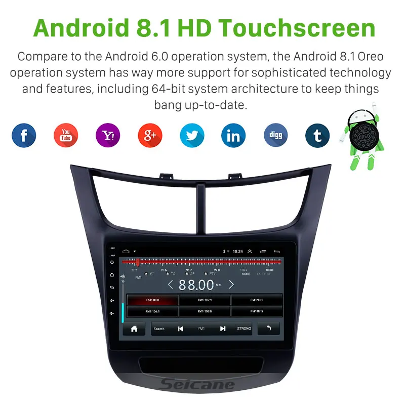 Sale Seicane Android 8.1 2din HD Touchscreen Car Radio Head Unit For 2015 2016 Chevy Chevrolet New Sail Multimedia Player GPS 2