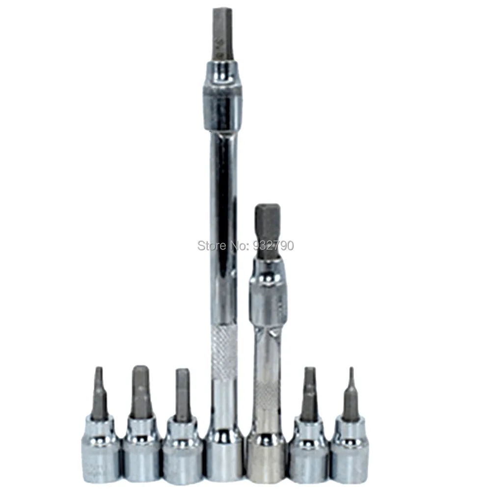 7 шт. Hex БИТ Socket Set H3 H4 H5 H6 H7 H8 H10 3/" Площадь влияние водитель набор отверток+ 2 шт. 3/" Драйв расширение бар набор