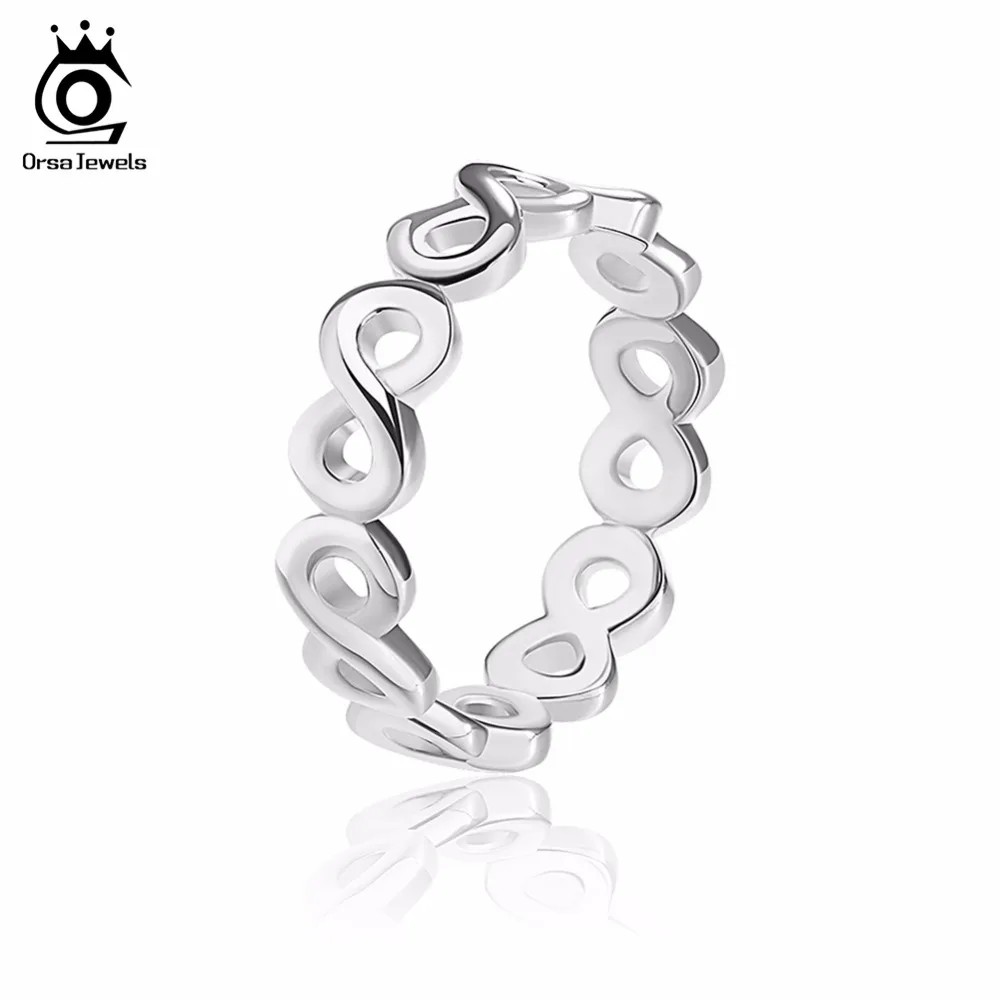 ORSA JEWELS 2019 Fashion Infinite Rose Gold Color/Silver Color 8 fonts Rings Lead & Nickel Free White Brass Ring for Women OR150