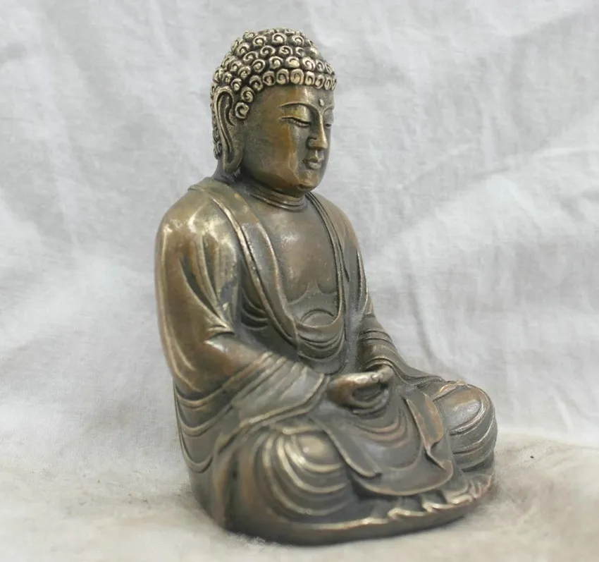 Китайская народная культура ручной работы медная Бронзовая статуя Будды Сакьямуни скульптура Быстрая