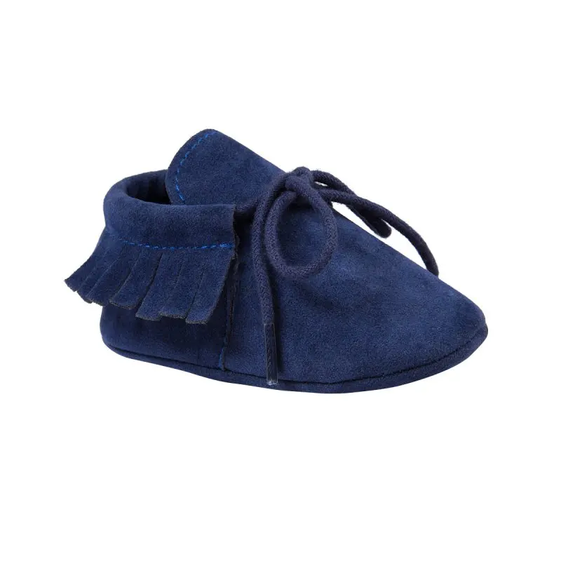 Обувь для маленьких девочек и мальчиков; обувь из нубука на шнуровке с кисточками; обувь для малышей с мягкой подошвой; 0-18 месяцев; Новинка - Цвет: Deep Blue