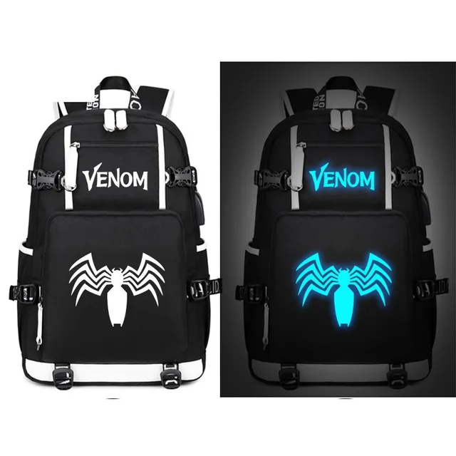 Film Venom Luminous Backpack Bags Students Book Laptop Shoulder School