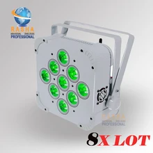 8X Лот Высокое качество высокое Яркость Раша 9 шт.* 10 Вт 4в1 RGBW/RGBA Питание от батареи и беспроводной светодиодный Par свет