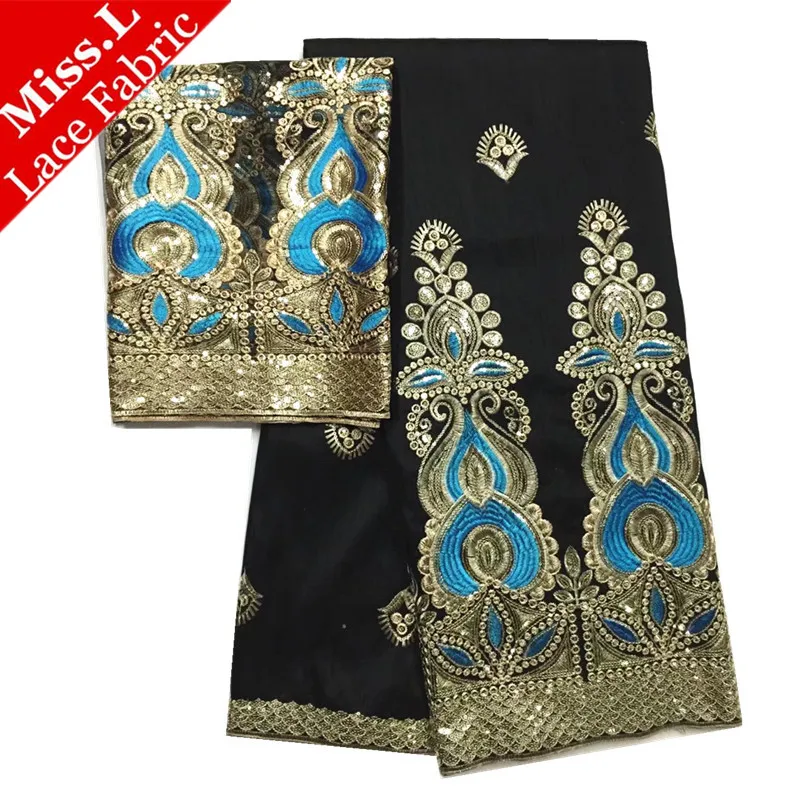 

Popular Design 2018 African George Lace Fabric 5 Yards And 2 Yards Tulle Lace Fabric With Sequins With Super Quality For Clothes